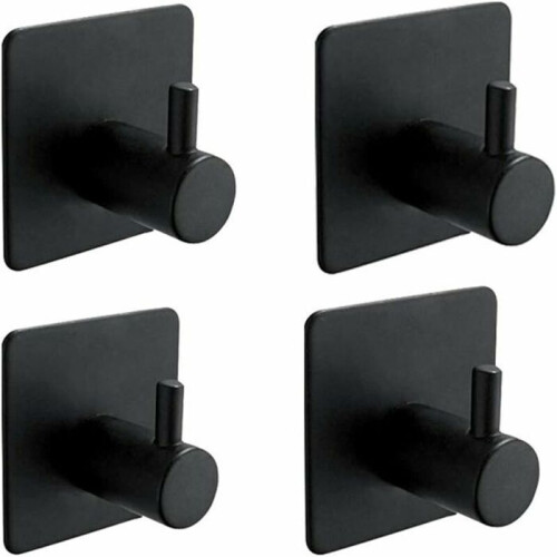 Stainless steel wall hooks for self-adhesive application for bathroom and kitchen without drilling black VHV