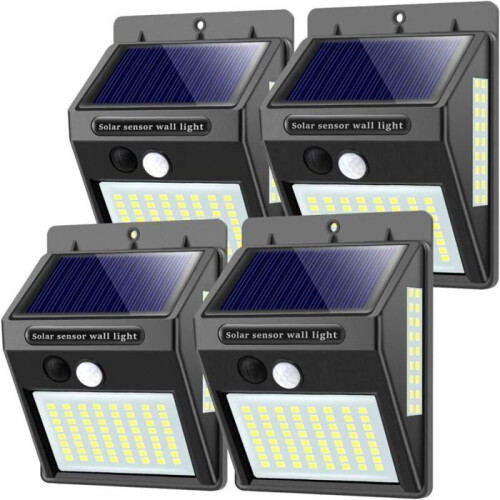 Outdoor solar lights with motion sensor, 100 LED, 1000 lumens, waterproof, 4-pack, VHV