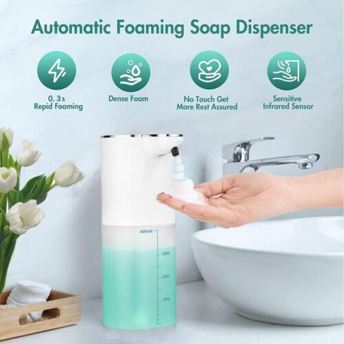 400ml Automatic Wall-Mounted Soap Dispenser, USB Rechargeable, IPX5 Waterproof, Touchless, for Kitchen VHV 1