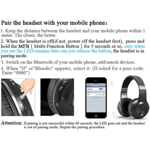 Wireless Bluetooth 5.0 Headphones with Voice Control, Ultra-Light Bluetooth Over-Ear Headset (Black) 2