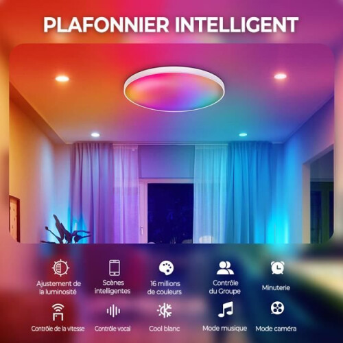 Smart RGB LED ceiling light with Alexa app and remote control, Wi-Fi and Bluetooth, 30 W 2