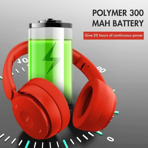 Bluetooth Headset – VHV – Foldable Model – 25 Hour Battery Life – Noise Cancelling – Red 2