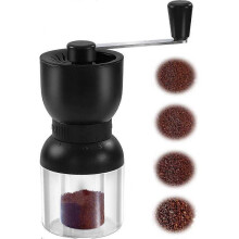 Manual Coffee Grinder with Ceramic Burrs, Hand Coffee Mill with 2 Containers Adjustable Coarseness