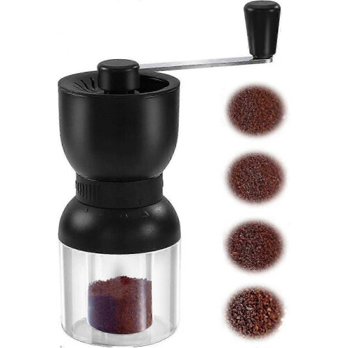Manual Coffee Grinder with Ceramic Burrs, Hand Coffee Mill with 2 Containers Adjustable Coarseness
