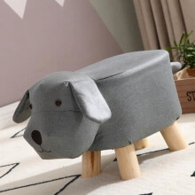 Door - Low children's stool, low wooden stool for children, cute cartoon children's stool, small furniture, blue-gray