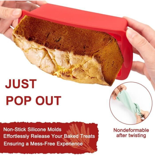 4-Pack Silicone Baking Molds – Mini Rectangular Non-Stick Baking Molds for Cakes, Bread, Pastries and Other Baking Supplies 2