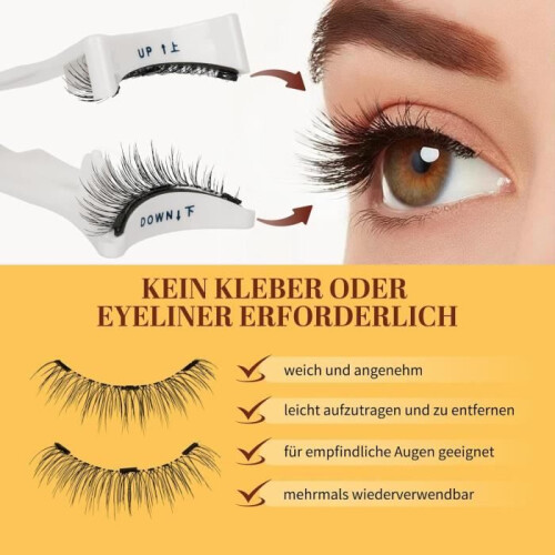 Reusable magnetic false eyelashes – natural, with applicator, glue-free, easy to apply and remove, comes with a 2