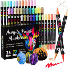 Tooli Art 72 Dual Tip Alcohol Markers for stone, wood, glass, canvas, paper, ceramics, DIY supplies