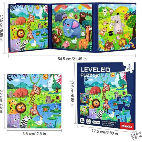 Magnetic puzzle for children – Brand – Deep forest – 3 difficulty levels – Animals 1