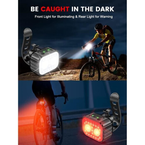 Bicycle lights – Brand – Spotlight and wide beam – IP65 waterproof – USB rechargeable 1
