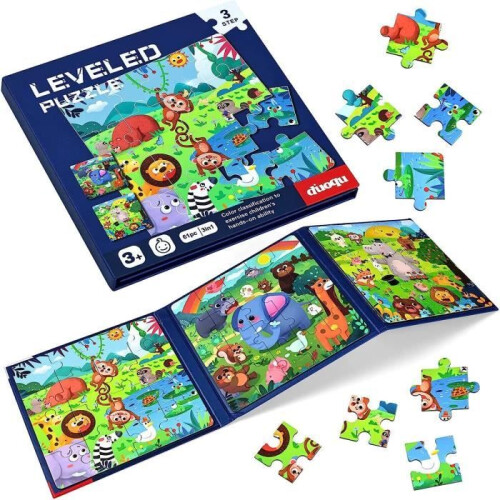 Magnetic puzzle for children – Brand – Deep forest – 3 difficulty levels – Animals