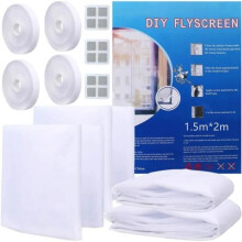 Pack of 4 window grilles with 4 adhesive strips and 3 repair patches, 1.5 m x 2 m – White