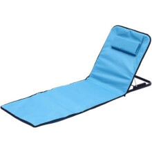 Beach mat - beach chair with backrest - foldable - adjustable - 145 x 47 cm - with carrying bag - steel Oxford fabric - blue