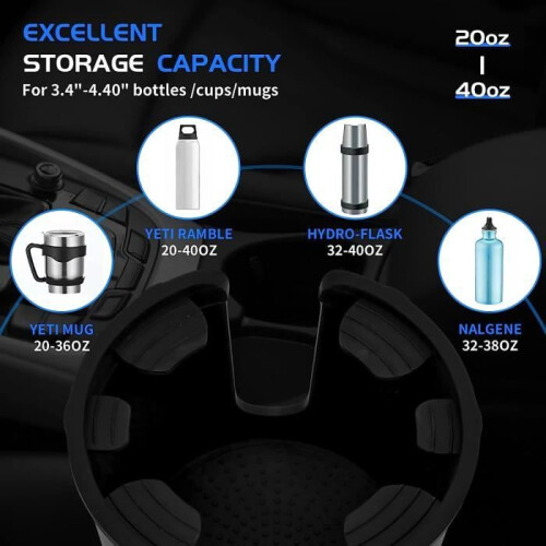 Car cup holder with extendable base for bottles with a diameter of 8.6 to 10.4 cm 2