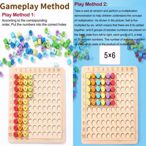 Montessori Wooden Multiplication Table – Board Games – Ages 3 – Learning Numbers 2