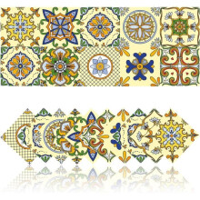 20 Pieces Kitchen Wall Tile Stickers Bathroom Mosaic Retro Waterproof PVC Self-Adhesive (15 x 15 cm, Yellow)