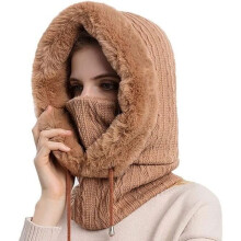 Warm winter balaclava for women - Khaki - Head circumference 56-59 cm - Windproof and multifunctional