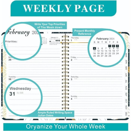 Weekly planner - A2 - 2024 - Hardcover - 140 pages - 2 bookmarks 2