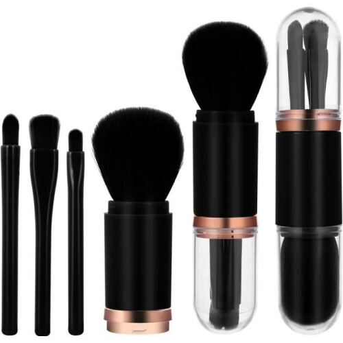 Makeup Brush – Not Specified – 4 in 1 – Retractable – Portable – Black