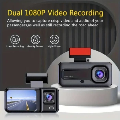 Car Dashcam, Three Recording, 1080P HD Car Camera, Front and Rear Dashcam, 170 Wide Angle 2