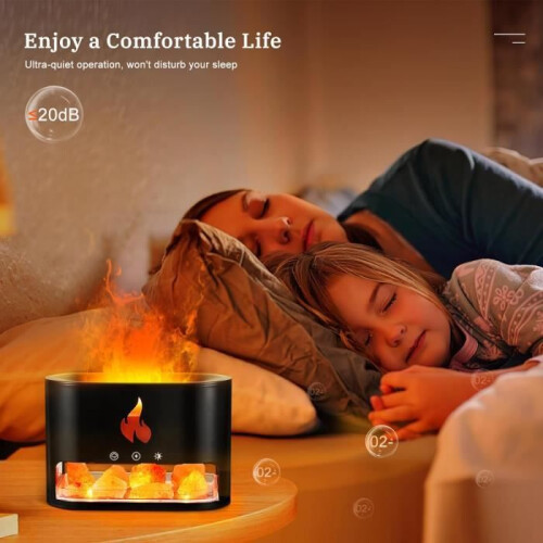 Essential oil diffuser and Himalayan salt crystal lamp, aromatherapy diffuser with flame effect 2