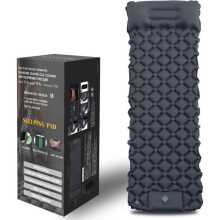 Inflatable Camping Mattress, Ultralight Waterproof Sleeping Mat with Foot Pump and Pillow for Tent, Hiking, Blue