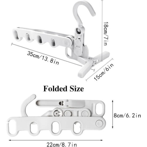 Foldable clothes hanger - White - ABS - 5 holes - Scandinavian design - Portable 1