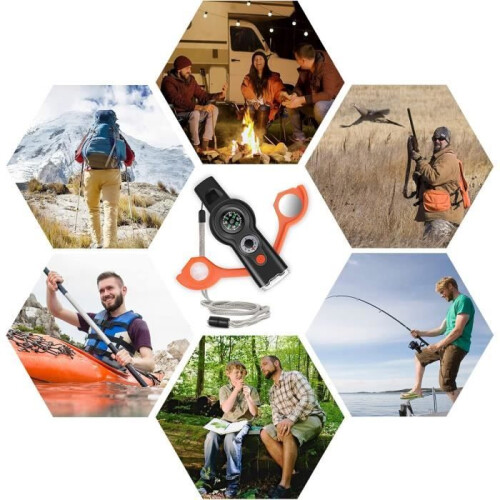 Survival whistle - Not specified - 7 in 1 - Multifunctional - Black - Outdoor safety tool 2