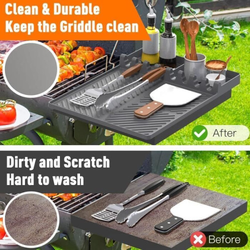 Grill mat compatible with Blackstone, silicone spatula mat, silicone baking mat (29 x 40 cm, gray) 1