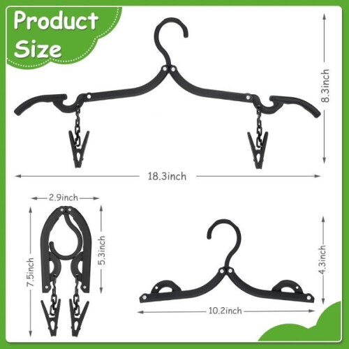 Foldable travel hangers - Not specified - 12 pieces - Non-slip - Plastic - Black 1
