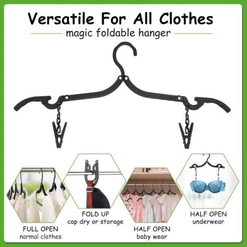 Foldable travel hangers - Not specified - 12 pieces - Non-slip - Plastic - Black 2