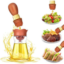 2-in-1 oil syringe with silicone brush, 200 ml, for kitchen, barbecue, salad, orange