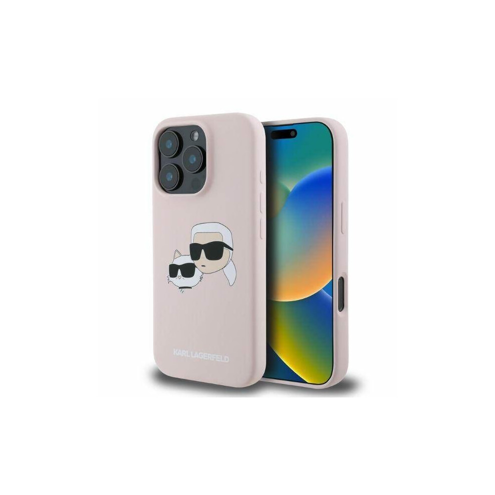 Karl Lagerfeld Silicone And Choupette Head Case For Iphone 16 Pro Pink 3666339319588