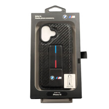 BMW M Grip Stand Smooth and Carbon Case for iPhone 16 6.1" Black - BMHC16SGSPCCK