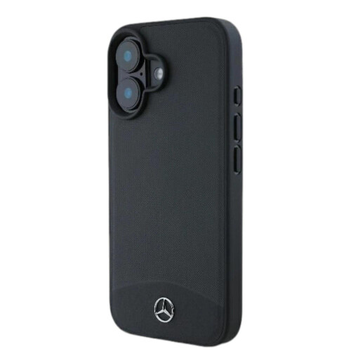 Mercedes-Benz Mercedes Hard Textured and Plain Smooth LeatherCase for iPhone16 Black 1