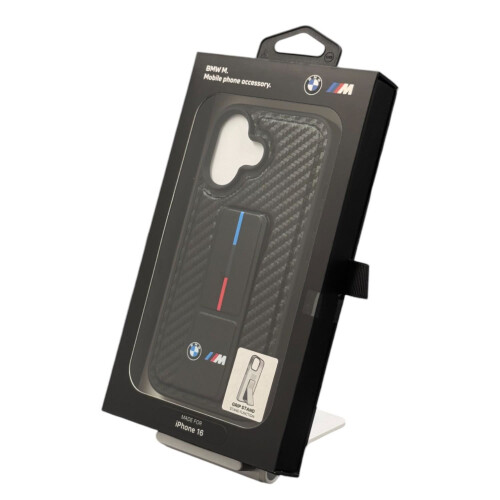 BMW Coque rigide BMW pour iPhone 16 avec support M Grip, noir carbone 1