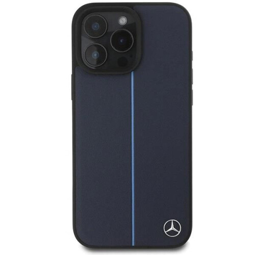 Mercedes-Benz Mercedes MB Blue Line Leather Case for iPhone 16 Pro Max Navy Blue 2