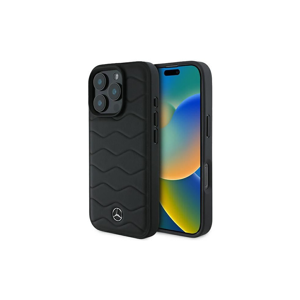 Mercedes Mb Waves Leather Case For Iphone 16 Pro -Mehcp16l23rwrsk Black 3666339312688