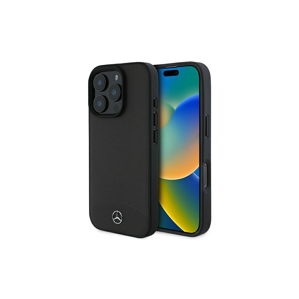 Mercedes Textured And Plain Leather Case for iPhone 16 Pro Black