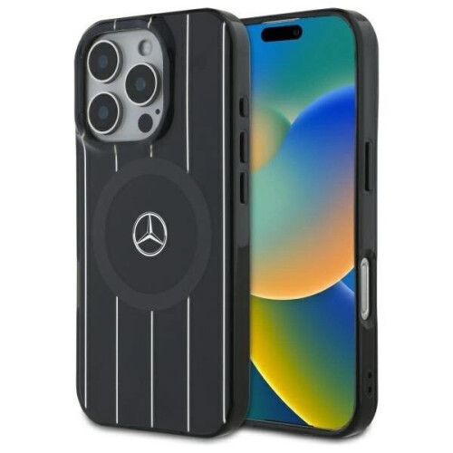 Mercedes-Benz Mercedes MB Double Layer Crossed Lines Case for iPhone 16 Pro Black