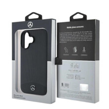 Mercedes Hard Textured and Plain Smooth Leather Case with MagSafe for iPhone 16 6.1" Black  - MEHMP16S23RBARK