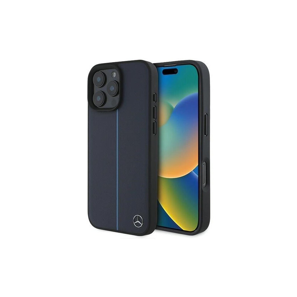 Mercedes Mb Blue Line Leather Case For Iphone 16 Pro Max Navy Blue Not,Specified 3666339325671