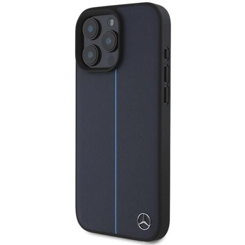 Mercedes-Benz Mercedes MB Blue Line Leather Case for iPhone 16 Pro Max Navy Blue 1