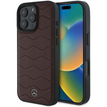 Mercedes MB Waves Leather Case for iPhone 16 Pro Max 6.9" Red