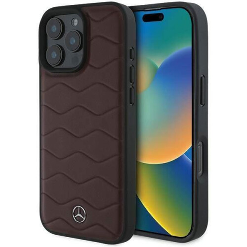 Mercedes-Benz Mercedes MB Waves Leather Case for iPhone 16 Pro Max 6.9" Red