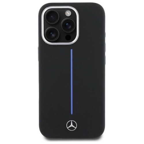 Mercedes-Benz Mercedes Silicone Blue Stripe Case for iPhone 16 Pro Max 6.9" Black 2
