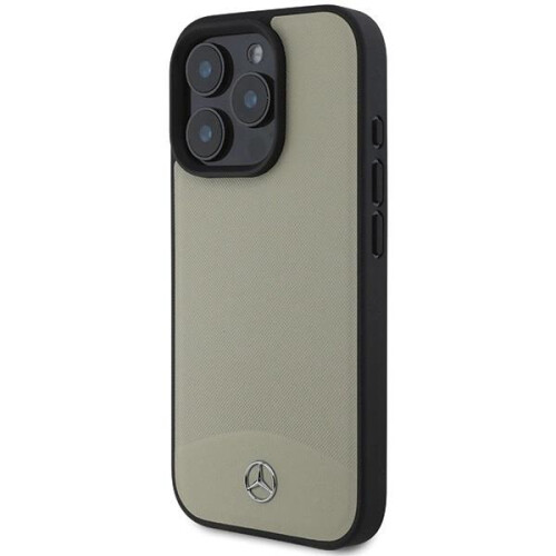 Mercedes-Benz Mercedes MB Textured and Plain Leather Case for iPhone 16 ProMax Beige 1