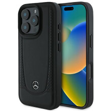 Mercedes Leather Urban Case for iPhone 16 Pro Max Black -MEHCP16XARMBK