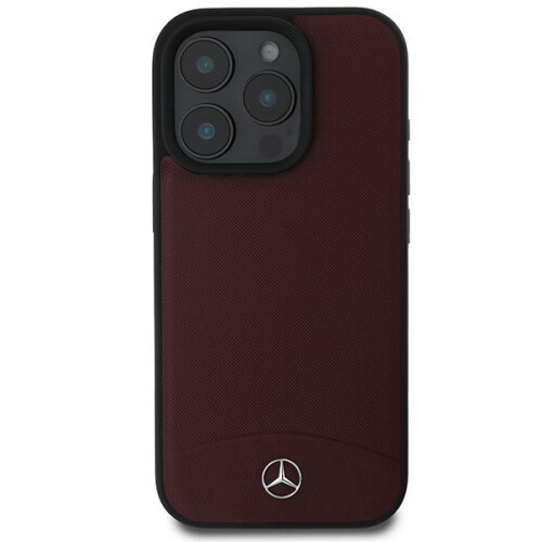 Mercedes-Benz Mercedes Textured And Plain Leather Case for iPhone 16 Pro Max Red 2