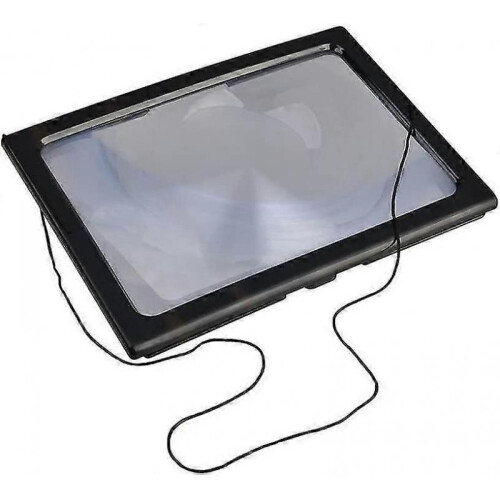 A4 Full Page Reading Magnifier Hands Free Rectangular Standing Magnifier with 4 LED Lamp 3X 2